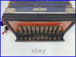 Vintage Antique German Wooden 12 Accordion Instrument 10 Keys Vintage Antique German Wooden 12 Accordion Instrument 10 Keys