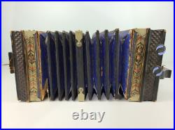 Vintage Antique German Wooden 13 Accordion Instrument 10 Keys Vintage Antique German Wooden 13 Accordion Instrument 10 Keys