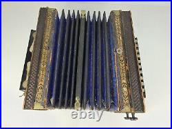Vintage Antique German Wooden Accordion Instrument 10 Keys Vintage Antique German Wooden Accordion Instrument 10 Keys