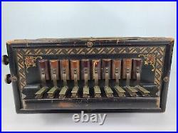 Vintage Antique German Wooden Accordion Instrument 10 Keys
