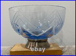 Vintage Antique German Wurttemberg Silver Plate Mounted Glass Bowl
