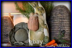 Vintage Antique German stand up bunny w Basket backpack folk art Easter display Vintage Antique German stand up bunny w Basket backpack folk art Easter display
