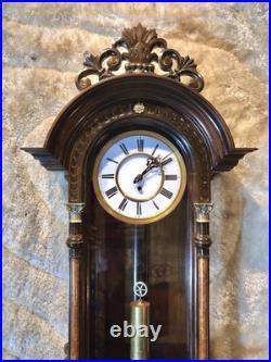 Vintage Antique Germany Remember Vienna, clock, porcelain Dial, oak Case