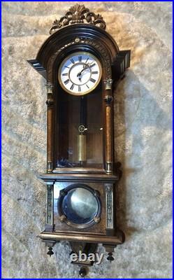 Vintage Antique Germany Remember Vienna, clock, porcelain Dial, oak Case