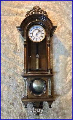 Vintage Antique Germany Remember Vienna, clock, porcelain Dial, oak Case