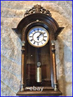 Vintage Antique Germany Remember Vienna, clock, porcelain Dial, oak Case