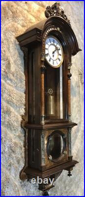 Vintage Antique Germany Remember Vienna, clock, porcelain Dial, oak Case