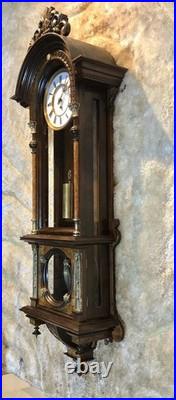 Vintage Antique Germany Remember Vienna, clock, porcelain Dial, oak Case