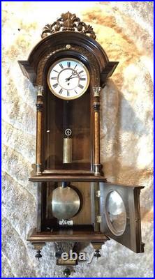 Vintage Antique Germany Remember Vienna, clock, porcelain Dial, oak Case