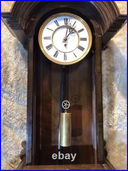 Vintage Antique Germany Remember Vienna, clock, porcelain Dial, oak Case