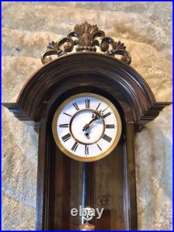 Vintage Antique Germany Remember Vienna, clock, porcelain Dial, oak Case