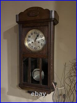 Vintage Antique Gustav Becker German Wall Box Clock Mechanical Movement Works