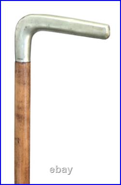 Vintage Antique Hallmarked German Silver Handle Hardwood Walking Stick Cane Old