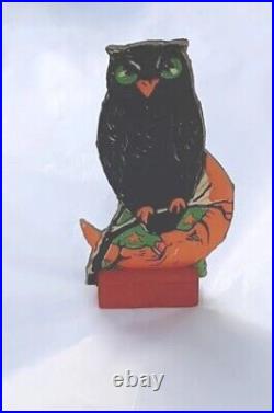 Vintage Antique Halloween German Skittle Game Owl Branch Moon Germany 1920s