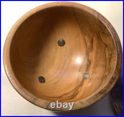 Vintage Antique Hammered Wood Nut Bowl withSterling Silver Lid Possibly German