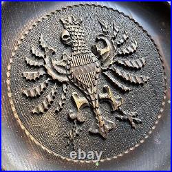 Vintage Antique Hand Carved Wooden 1916 German Eagle Wall Plate Black Forest