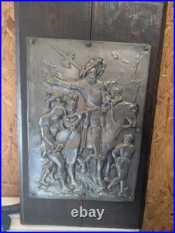 Vintage Antique Heavy Metal Iron Relief Soldiers German Teutonic Knights Templar