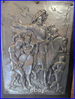 Vintage Antique Heavy Metal Iron Relief Soldiers German Teutonic Knights Templar