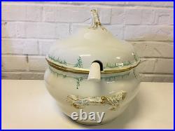 Vintage Antique KPM German Porcelain Tureen with Branch Style Handles