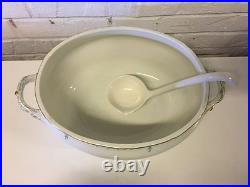 Vintage Antique KPM German Porcelain Tureen with Branch Style Handles