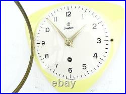 Vintage Antique Kitchen Retro Wall Clock German JUNGHANS Ceramic Yellow