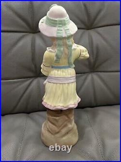 Vintage Antique Likely German Bisque Porcelain Figurine Girl / Woman with Fan