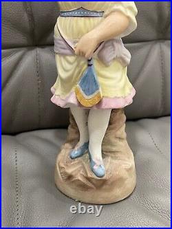 Vintage Antique Likely German Bisque Porcelain Figurine Girl / Woman with Fan