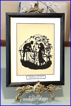 Vintage Antique Lotte Gutzlaff Love Birds German Image Paper Cut Silloette Old