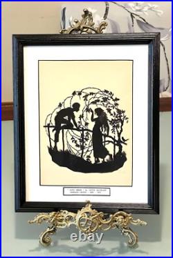 Vintage Antique Lotte Gutzlaff Love Birds German Image Paper Cut Silloette Old