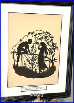 Vintage Antique Lotte Gutzlaff Love Birds German Image Paper Cut Silloette Old