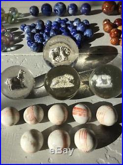 Vintage Antique Marbles Collection German Swirl Fancy Bennington Mica Sulphide