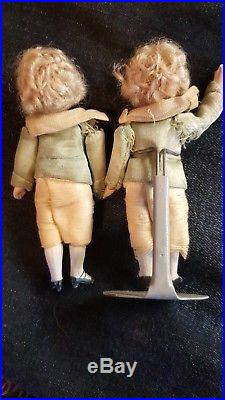 Vintage/Antique Miniature BISQUE Jointed Dollhouse 4 Doll German Dolls rare PR