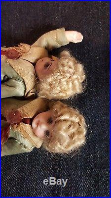 Vintage/Antique Miniature BISQUE Jointed Dollhouse 4 Doll German Dolls rare PR
