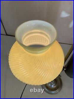 Vintage Antique One Arm German Student Lamp Co. Yellow Glass Shade Electrified Vintage Antique One Arm German Student Lamp Co. Yellow Glass Shade Electrified