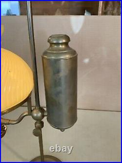 Vintage Antique One Arm German Student Lamp Co. Yellow Glass Shade Electrified Vintage Antique One Arm German Student Lamp Co. Yellow Glass Shade Electrified