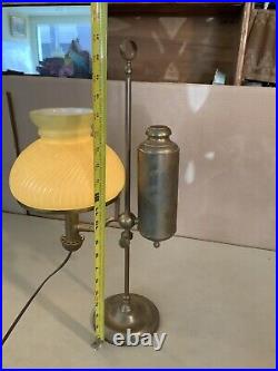 Vintage Antique One Arm German Student Lamp Co. Yellow Glass Shade Electrified Vintage Antique One Arm German Student Lamp Co. Yellow Glass Shade Electrified