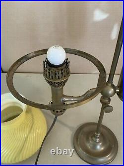 Vintage Antique One Arm German Student Lamp Co. Yellow Glass Shade Electrified Vintage Antique One Arm German Student Lamp Co. Yellow Glass Shade Electrified