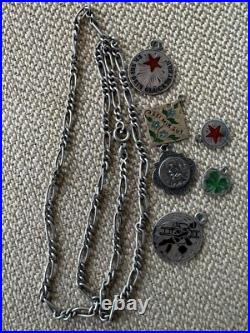 Vintage Antique Rare 800 Silver Charms German Enameled + Necklace exquisite