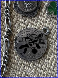 Vintage Antique Rare 800 Silver Charms German Enameled + Necklace exquisite
