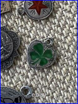Vintage Antique Rare 800 Silver Charms German Enameled + Necklace exquisite Vintage Antique Rare 800 Silver Charms German Enameled + Necklace exquisite