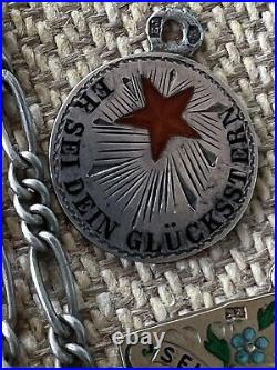 Vintage Antique Rare 800 Silver Charms German Enameled + Necklace exquisite Vintage Antique Rare 800 Silver Charms German Enameled + Necklace exquisite