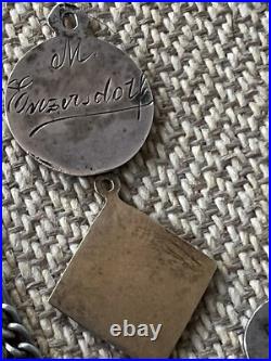 Vintage Antique Rare 800 Silver Charms German Enameled + Necklace exquisite