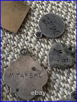 Vintage Antique Rare 800 Silver Charms German Enameled + Necklace exquisite