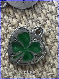 Vintage Antique Rare 800 Silver Charms German Enameled + Necklace exquisite