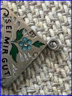 Vintage Antique Rare 800 Silver Charms German Enameled + Necklace exquisite