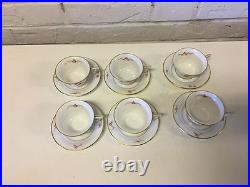 Vintage Antique Rosenthal German Porcelain Set 6 Tirana Pattern Cups & Saucers