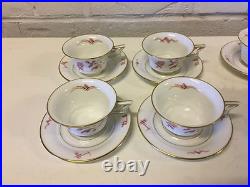 Vintage Antique Rosenthal German Porcelain Set 6 Tirana Pattern Cups & Saucers