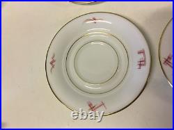 Vintage Antique Rosenthal German Porcelain Set 6 Tirana Pattern Cups & Saucers