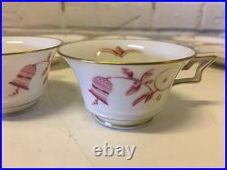 Vintage Antique Rosenthal German Porcelain Set 6 Tirana Pattern Cups & Saucers