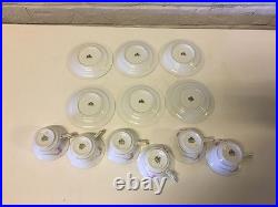 Vintage Antique Rosenthal German Porcelain Set 6 Tirana Pattern Cups & Saucers
